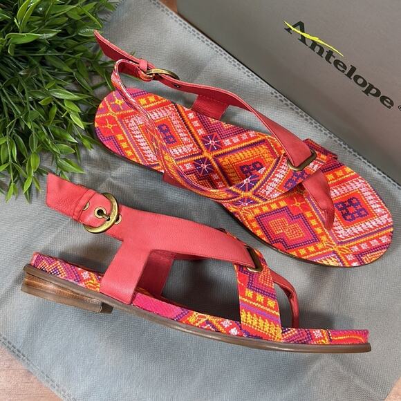 Antelope Rey Leather Toe Post Sandals Size 39 - Picture 3 of 9